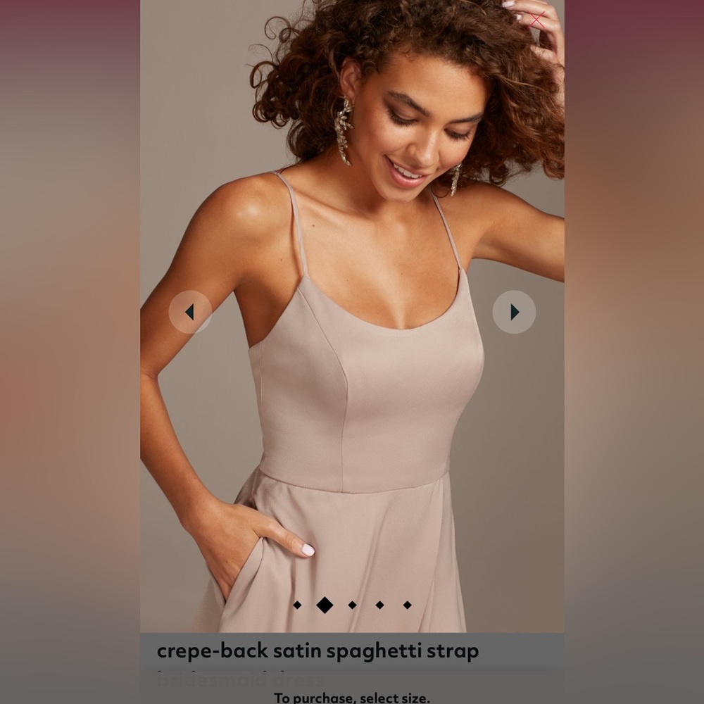 David’s bridal satin spaghetti strap bridesmaid dress